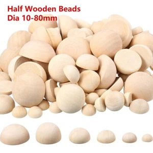Half Wooden Beads Unfinished Split Round Wood Balls Dia 10-80mm For Craft Paint - Picture 1 of 9