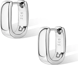 925 Sterling Silver Earrings Small Chunky Silver Earrings for Women Trendy Small - Picture 1 of 12