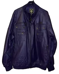 Live Mechanics Purple Perferated 100% Leather Bomber Moto Jacket sz: 2 XL - Bild 1 von 13