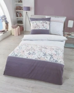 Kaeppel Fein Biber Bettwäsche 80x80+135x200cm Wendekissen Blumen violett#800-565