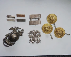 Vintage Lot WWII US Navy Military Pin Sterling Rolled Gold Buttons - Picture 1 of 1