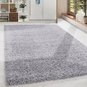 Shaggy Hochflor Langflor Teppich Soft Wohnzimmerteppich Hellgrau Einfarbig - Bild 1 von 5