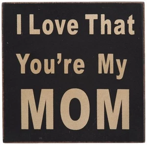 4"H*4W I Love My Mom Wooden Box Sign Hanging Desktop Decor Perfect Gift for Mom - Picture 1 of 2