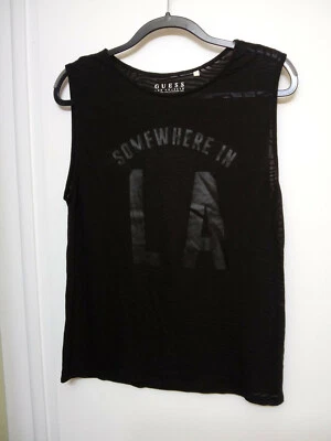Nueva camiseta sin mangas negra deportiva Guess LA para mujer talla S Foto 1 de 2