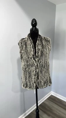 Quinn real Rabbit Fur Vest size Large Wool Back - Image 1 of 4