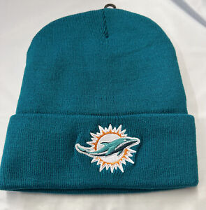 Miami dolphins blue teal cuffed Lined winter hat cap beanie