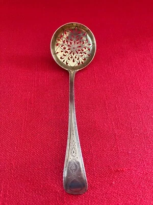 1870 hallmarked Henry Holland, London silver gilt beaded sugar sifter 32 gm - Image 1 of 4