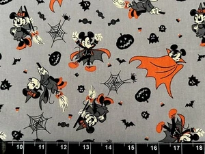 Tina Scrap 13"x15" Mickey Minnie Mouse Spooky Halloween Disney FABRIC COTTON - Picture 1 of 1