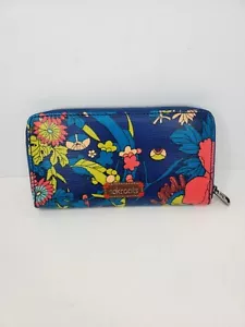 Sakroots Wallet ZipAround Bright Colors Turquoise Blue Billfold Floral Organizer - Picture 1 of 8
