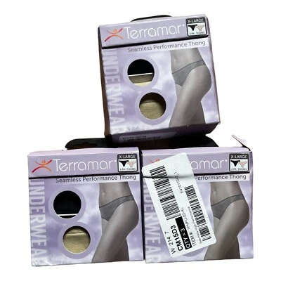Terramar Seamless Performance Thong | Black & Beige| X-Large | NWT x3 Packages - Imagem 1 de 4