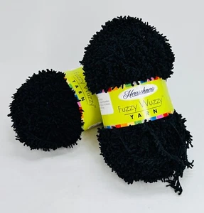 Lot of 2 Herrschners Fuzzy Wuzzy Yarn Black 3.5oz 100yd NEW - Picture 1 of 5