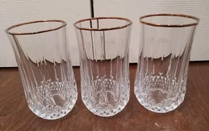 Longchamp 24K Gold High Ball Drinking Glasses d'Arques Lead Crystal Set 3 Nice - Picture 1 of 8