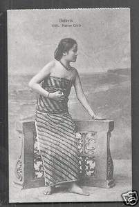 Batavia Mädchen SCHÖNHEIT Kostüm Batik Java Indonesien ca 1910 - Bild 1 von 1