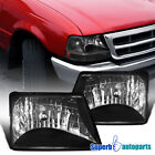 Fits 1998-2000 Ford 98-00 Ranger Diamond Head Lights Lamps Black Replacement Ford Ranger