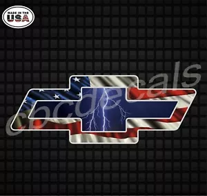 Chevy Emblem Overlay Decal Sticker American Flag Lightning Bolt Set of Six - Picture 1 of 1
