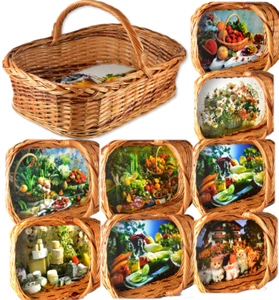 Tablett Schale Motiven zur Auswahl!! mit Bügel Obstkorb   Weide, Serviertablett - Bild 1 von 21