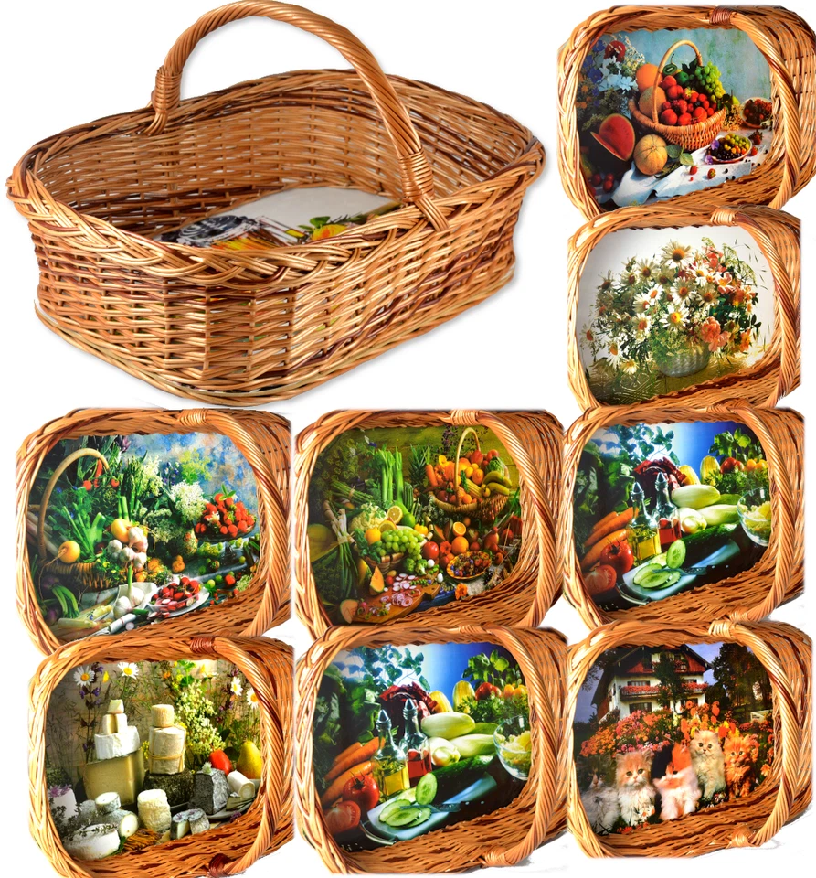 Tablett Schale Motiven zur Auswahl!! mit Bügel Obstkorb   Weide, Serviertablett - Bild 1 von 1