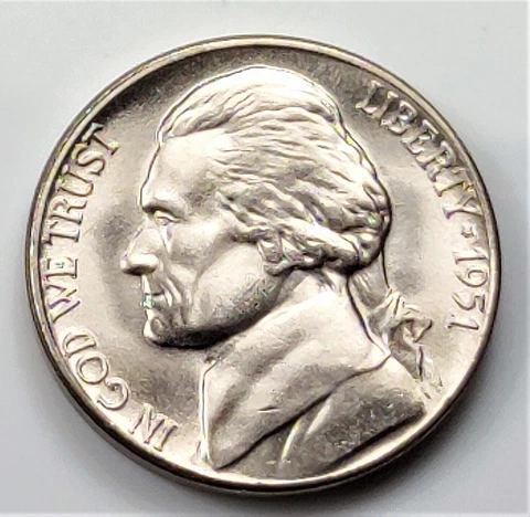 1951 D  BU Jefferson Nickel Pulled From OBW Roll Cover