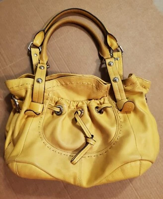 B. Makowsky Mustard Color Leather Hobo Style Shoulder Bag with Pockets  - Image 1 of 4