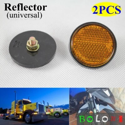 Yellow Round Tag Reflector Motorcycle License Plate Bolts For Harley Choppers - Image 1 of 4