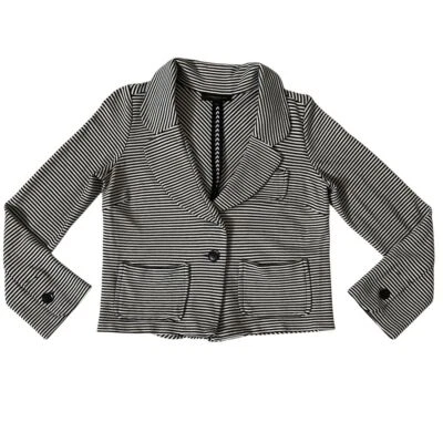 Стильный черно-белый полосатый блейзер куртка повседневная офисная одежда - Изображение 1 из 4