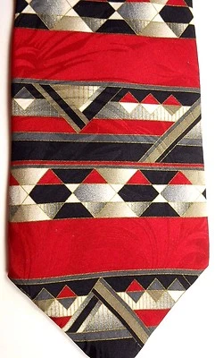 Corbata de seda para hombre Como Collection 56,5" X 4" rayas horizontales abstractas multicolor Foto 1 de 4