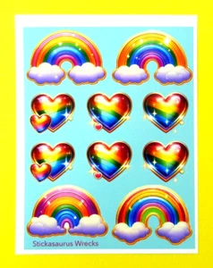 Goldgefütterter Aufkleberbogen Regenbogen & Regenbogenherzen - Bild 1 von 3