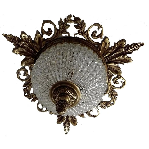 Handmade Antique Replica Crystal Chains Bronze Triangle Flush Mount Chandelier Cover