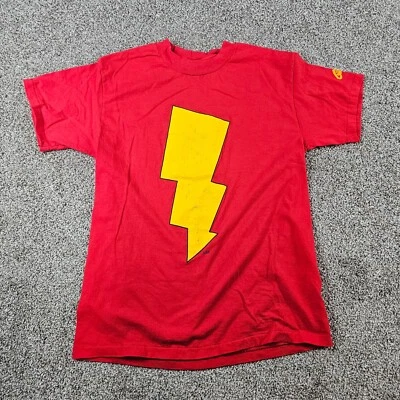 Vintage Shazam Shirt Mens Small Red USA Made Single Stitch Graphitti Logo 90s - Image 1 of 4