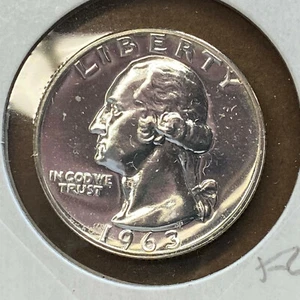 1963 Washington Quarter 1¢ Proof Great Strike and Luster K2 - Imagen 1 de 2