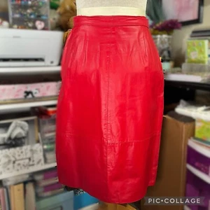 Vintage Leder Bleistiftrock 80er hellrot Wackel Pin Up Comint Argentinien 9/10 - Bild 1 von 10