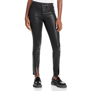 Pantalones de mezclilla L'Agence Jyothi tiro alto tobillo dividido recubiertos negro talla 27 (falta pestaña) - Imagen 1 de 4
