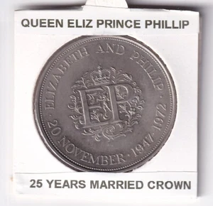 GREAT BRITAIN: 1947-1972 QUEEN ELIZABETH II PRINCE PHILLIP 25th ANNIV. CROWN #66 - Picture 1 of 2