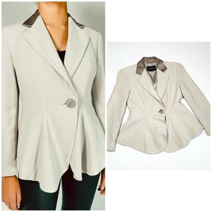 Blazer donna Emporio Armani grigio raso colletto peplo blazer - Foto 1 di 10