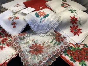 2015🌟Vintage Weihnachten Urlaub Taschentuch Taschentücher Taschentuch Menge 9 Druck Emb #4 - Bild 1 von 9
