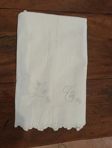  Drap Ancien brodé  - Mono L J - Photo 1/2