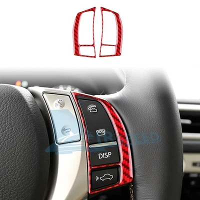 Cubierta de botón del volante roja de fibra de carbono para Lexus GS300/350/430 2012-2019 Foto 1 de 4
