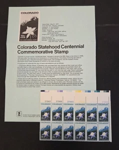 Scott #1711 13ct Colorado, Plate Block of 12; BONUS Souvenir Sheet by USPS - Bild 1 von 2