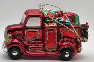 Mundgeblasenes Glas Feuerwehrauto Christbaumschmuck Kranz Feuerwehrmann 5,5" 1999 - Bild 1 von 6