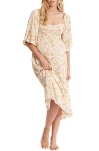 Billabong Junior Swept Away Printed Midi Dress - White/Multi Size L - Bild 1 von 3