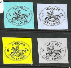 Hanford's Pony Express Fakes x 4 Collection 3-6 Cent 19th Century US19B21 - Picture 1 of 3