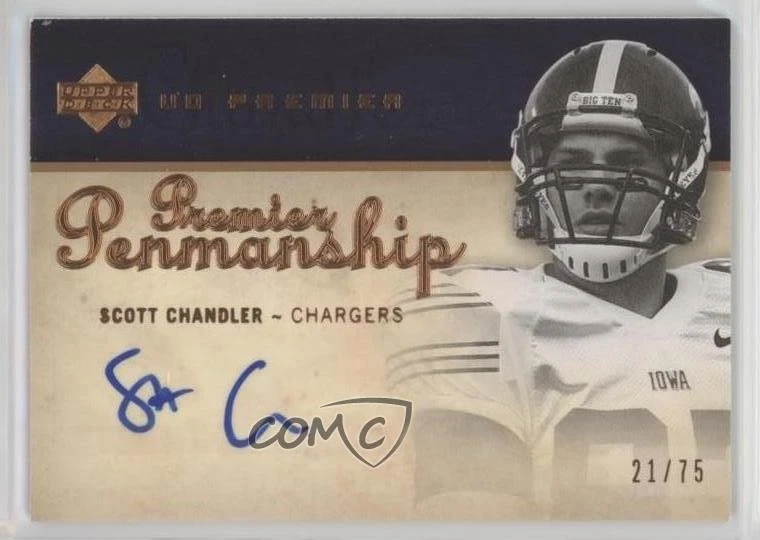 2007 UD Premier Penmanship Bronze /75 Scott Chandler #PP-SC Rookie Auto RC - Image 1 of 2