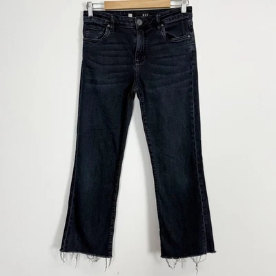 Kut From The Kloth Kelsey Kick Flare Jeans Womens 2 Dark Wash Raw Hem - Image 1 of 4