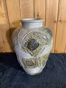 Vintage R Buck Studio Pottery Etched Vase Signed Rare 13” - Picture 1 of 10
