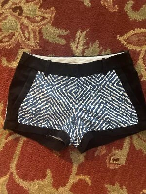 Shorts chino sarja algodão preto, branco e azul-petróleo J.Crew tamanho 00 em excelente estado usado - Imagem 1 de 4