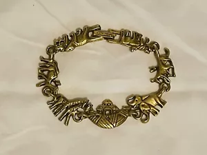 PRETTY NOAHS ARK GOLD TONE USA CHARM LINK BRACELET - Picture 1 of 8