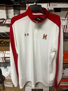 Men's Under Armour White Red UMD Maryland Terrapins Size XL Terps UA Quarter-Zip - Picture 1 of 4