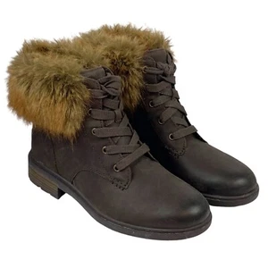 UGG Damen 10 Harrison Kunstfell wasserdichte Wildleder Booties dunkelbraun - Bild 1 von 9