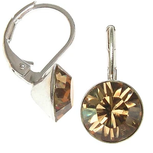 8mm Ohrringe mit  Swarovski Kristall in der Farbe Colorado Topal Hell, Braun - Picture 1 of 1