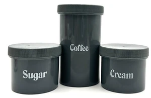 Contenedores de viaje de plástico gris vintage café crema azúcar camping Hong Kong - Imagen 1 de 9